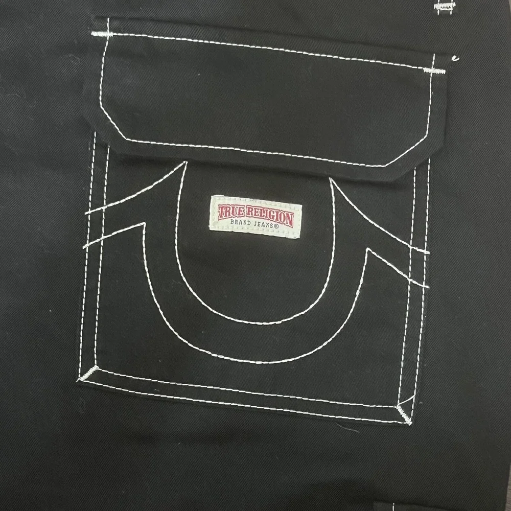 True Religion Brand Jeans Cargo Pants Jet Black Men Size 34X32 New